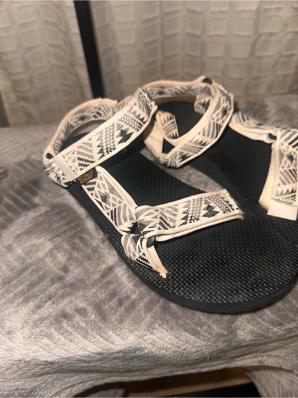Teva Women’s Black Sandals with Cream Patterned Straps